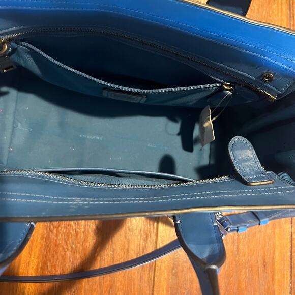 Coach Swagger 27 Blue Pebbled Crossbody Shoulder Hand Bag Purse - Picture 6 of 9